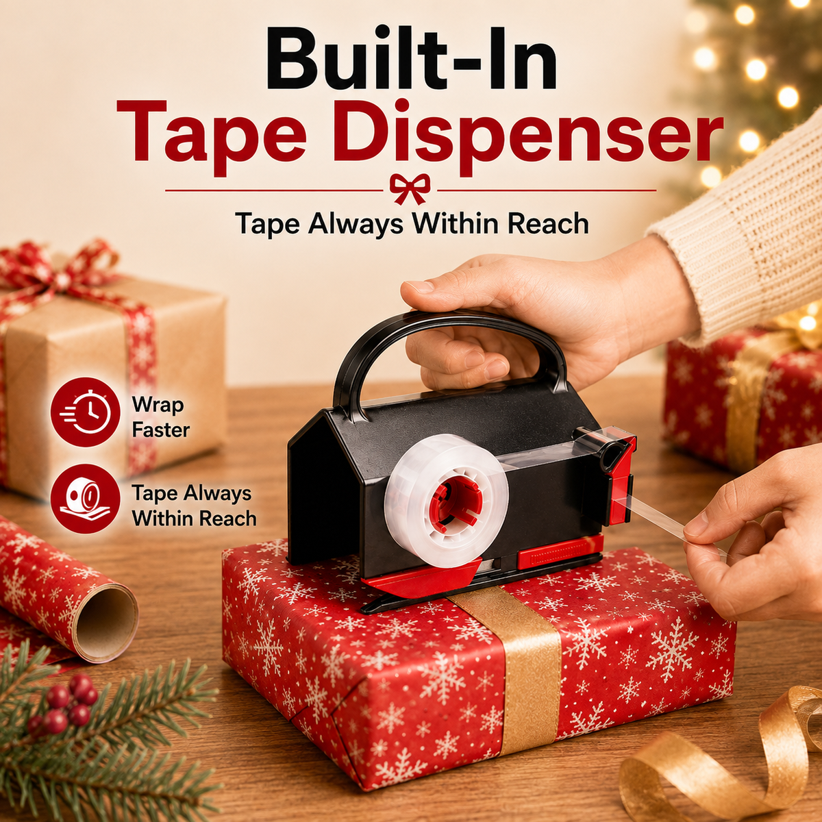 2-in-1 Wrapping Cutter & Tape Dispenser