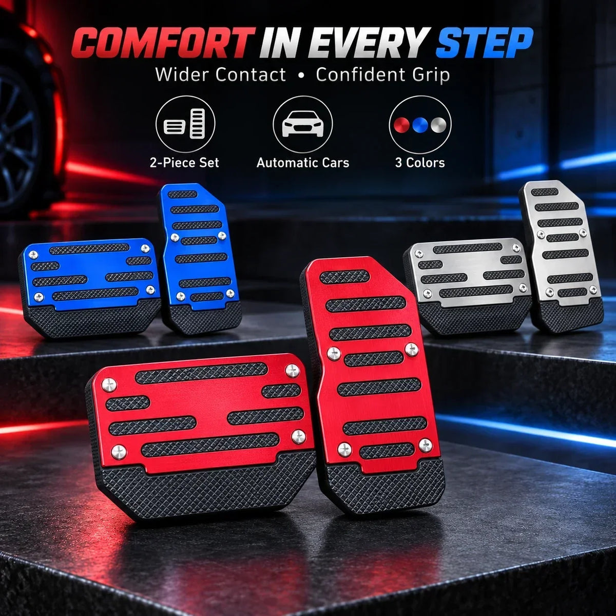 Universal Anti-Slip Car Pedal Covers, Automatic Brake and Gas Foot Pedal Accessories
