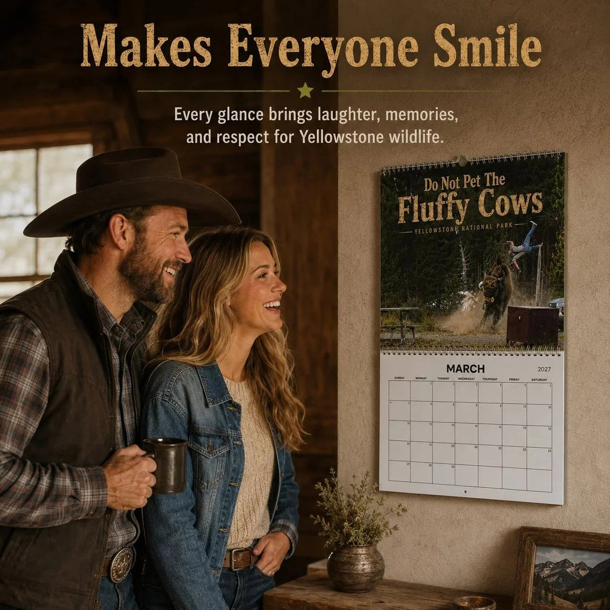 'Do Not Pet The Fluffy Cows' Bison Yellowstone National Park 2027 Wall Calendar