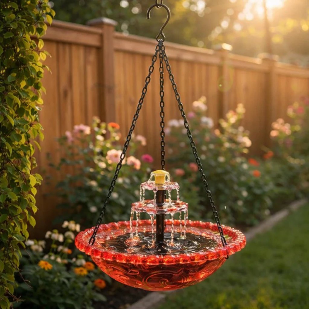Year --Solar Cascade Hanging Bird Bath Fountain