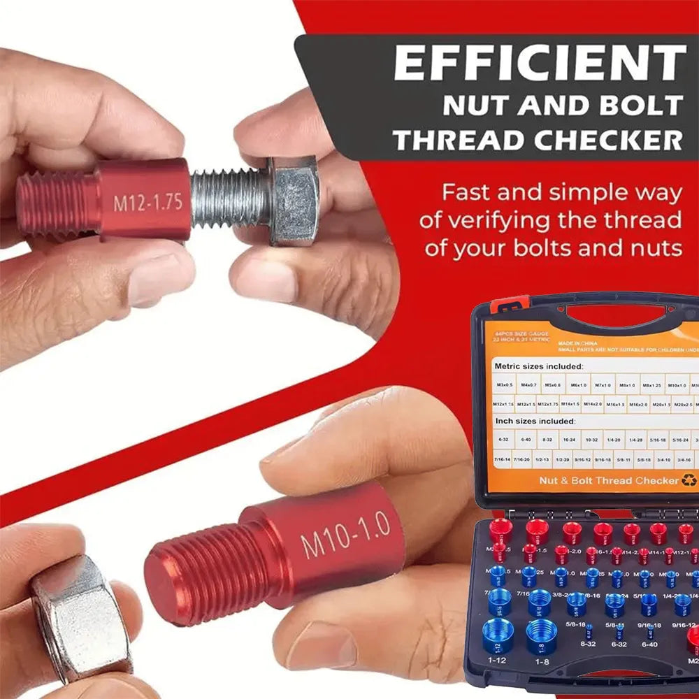 44Pcs Alloy Nut and Bolt Thread Inspector Charge