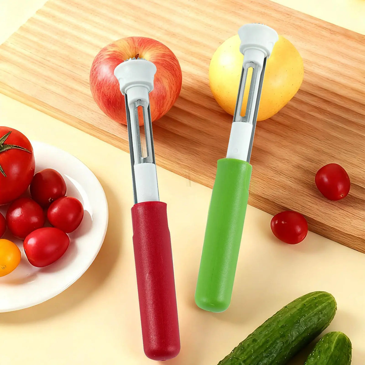 2-in-1 Apple Corer & Peeler Stainless Steel Fruit Coring Tool for Apples, Pears & Peppers | Quick Seed Remover