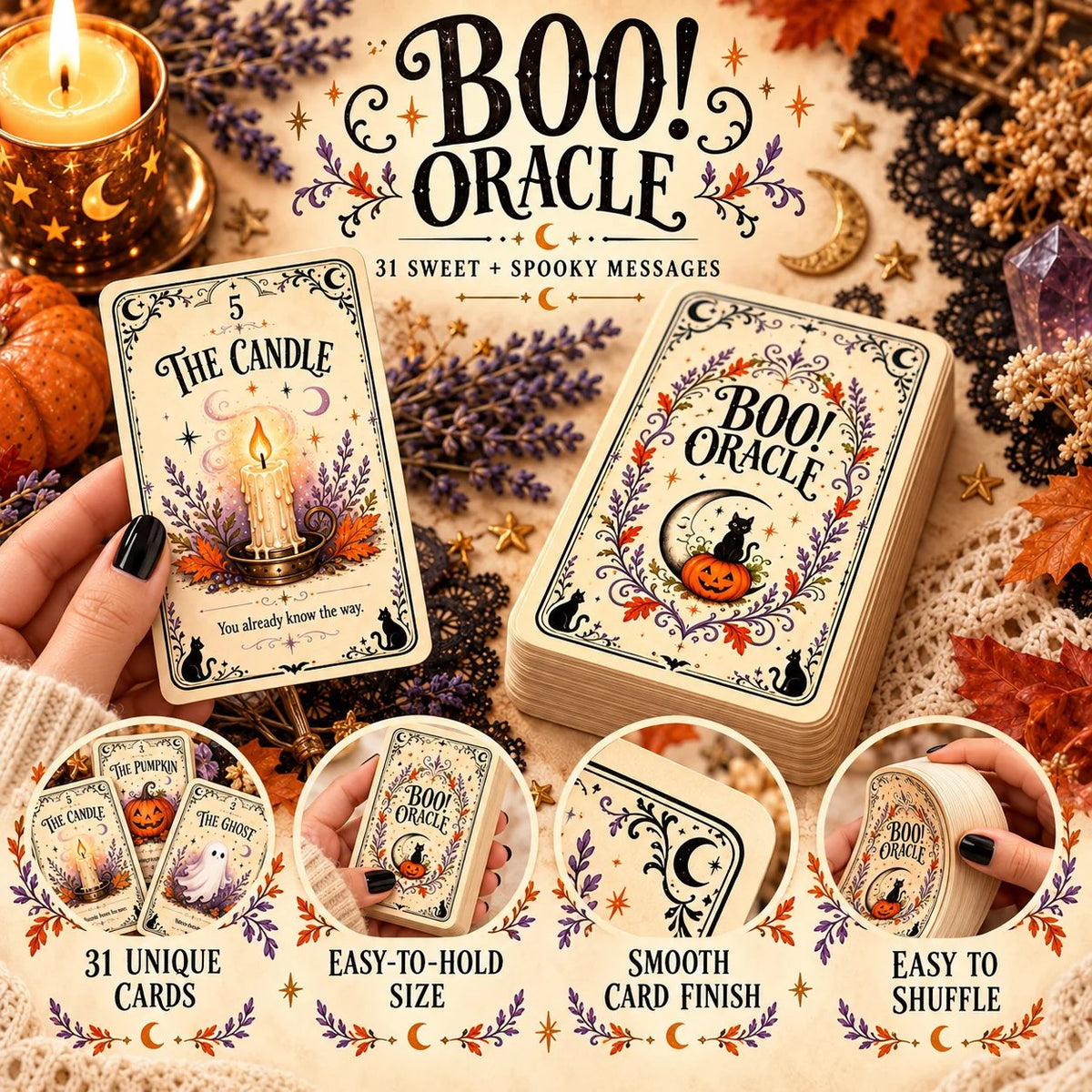 31 Nights of Halloween Oracle Deck | 31 Daily Spooky Messages for October