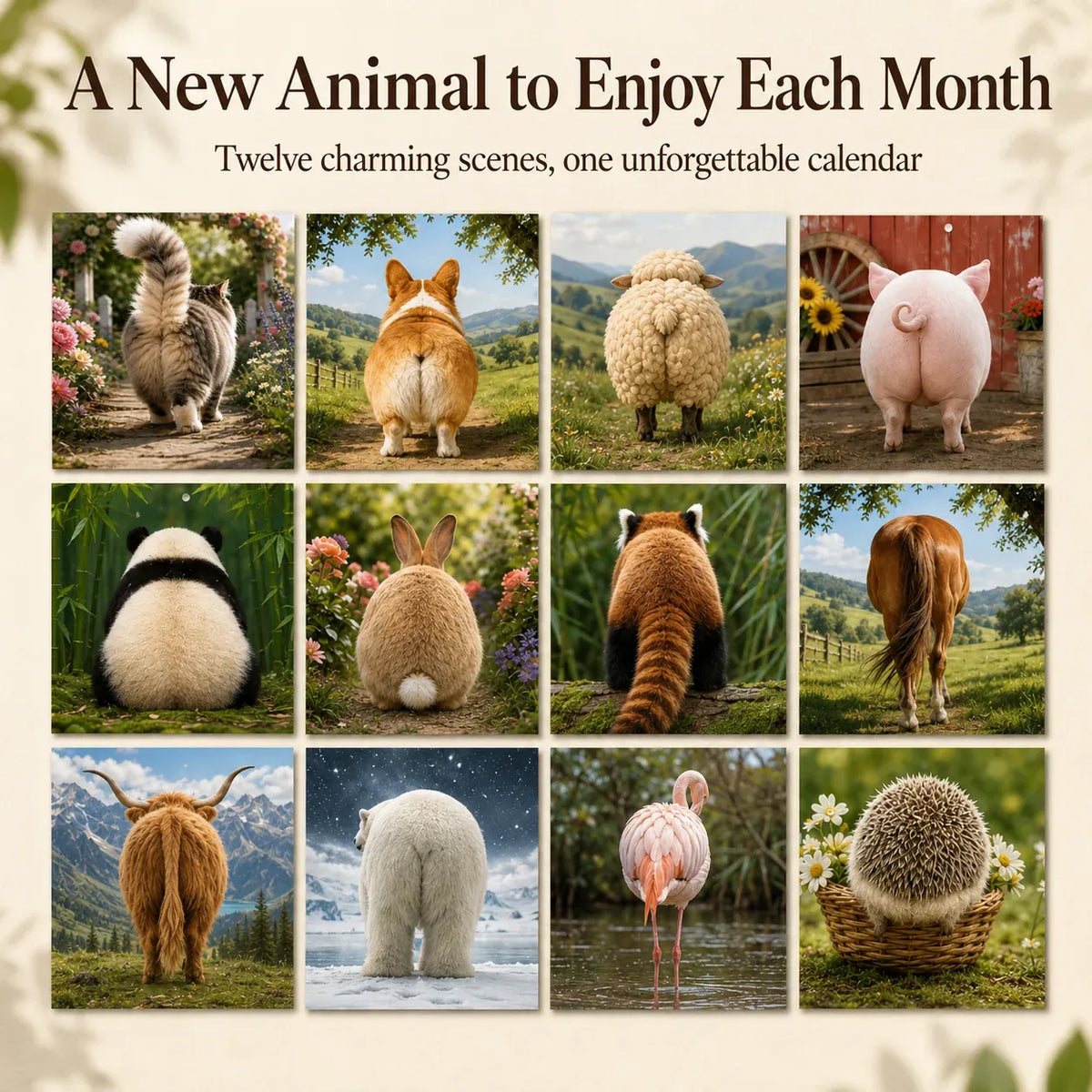 BUTT Seriously 2027 Funny Animal Wall Calendar