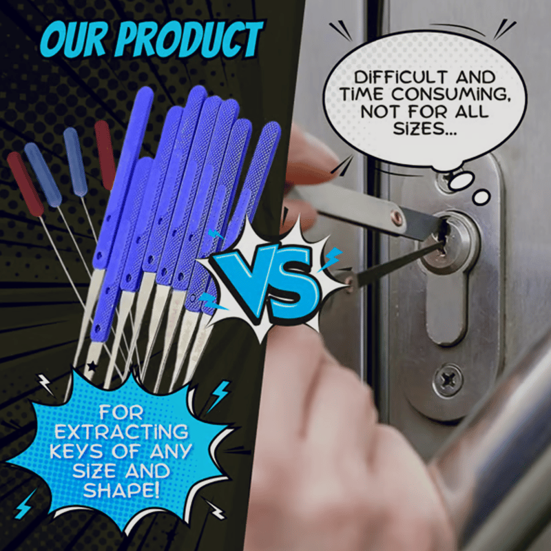 12 pc Broken Key Extractor and Removal Tool Set - Fix jammed locks and keyholes