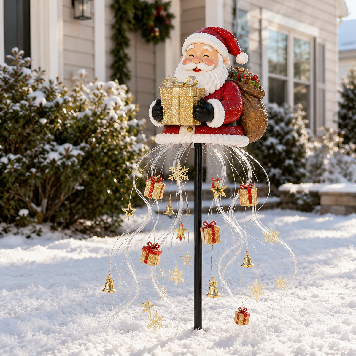 Santa s Golden Gift Fountain Light