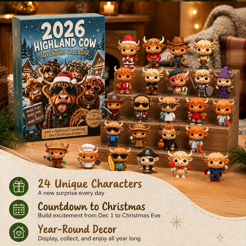 2026 Highland Bull 24-Day Christmas Advent Calendar - Collectible Ornament