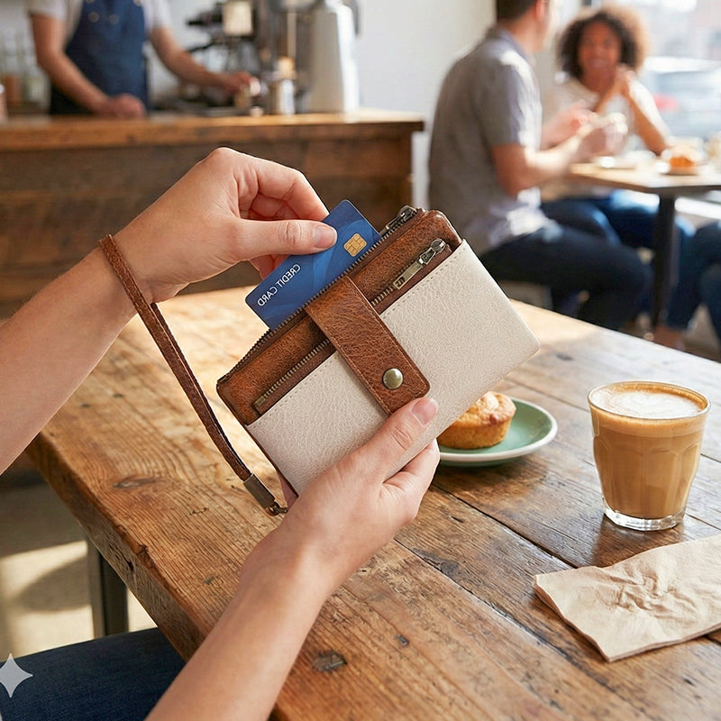 Women's Retro Style RFID Blocking Tri-fold Wallet