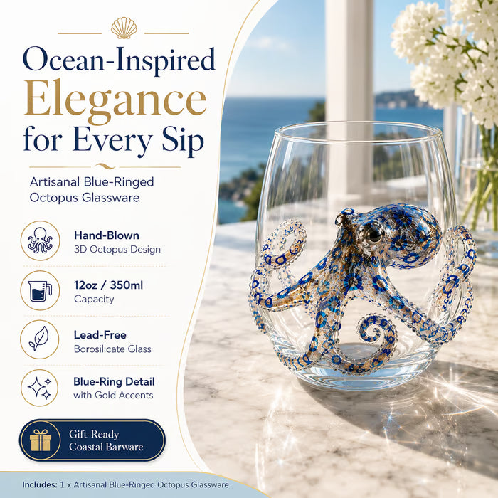Blue Ringed Octopus Handcrafted Glassware