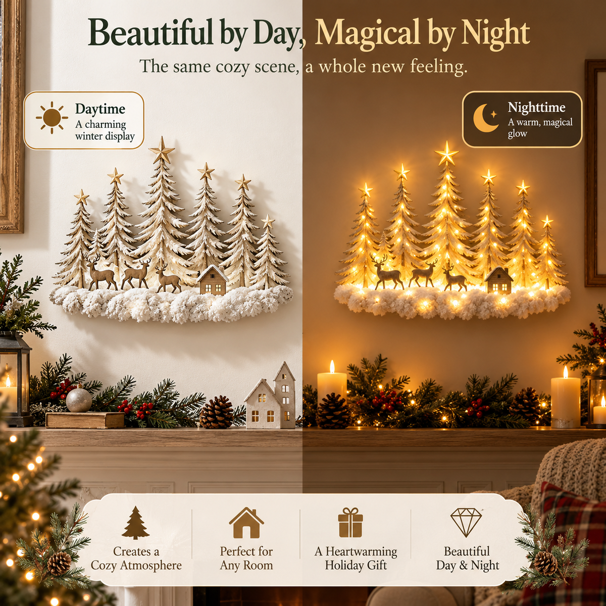 Winterglow Grove Lighted Woodland Christmas Wall Decor