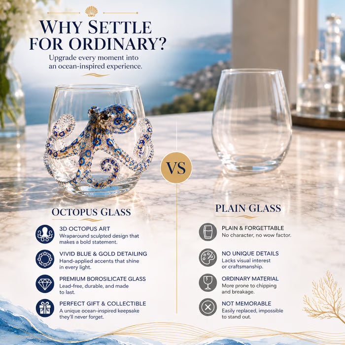 Blue Ringed Octopus Handcrafted Glassware