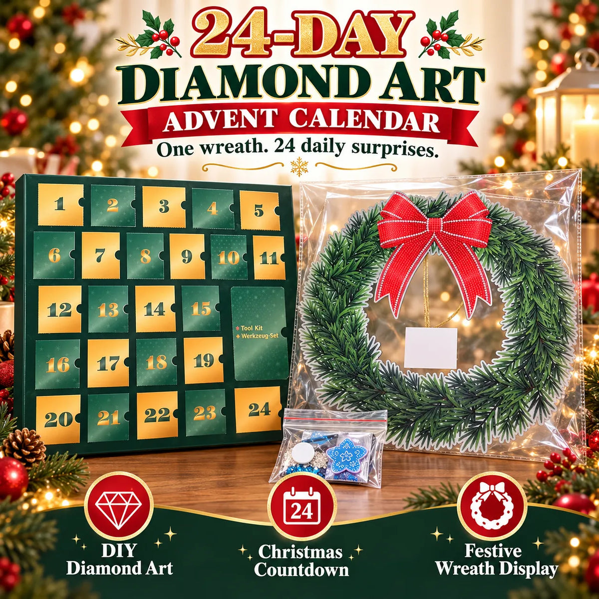 Beginner-Friendly 24-Day Diamond Art Wreath Advent Calendar Craft Your Christmas Countdown
