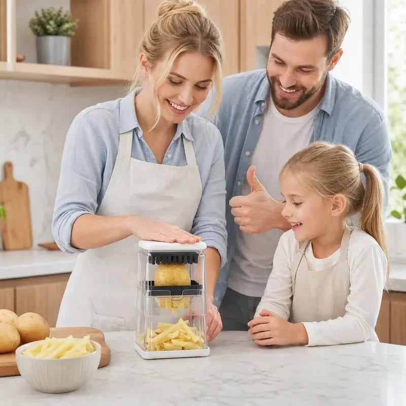 2026 - Fingersafe French Fry Cutter Stainless Steel Potato Slicer with Detachable Interchangeable Blades