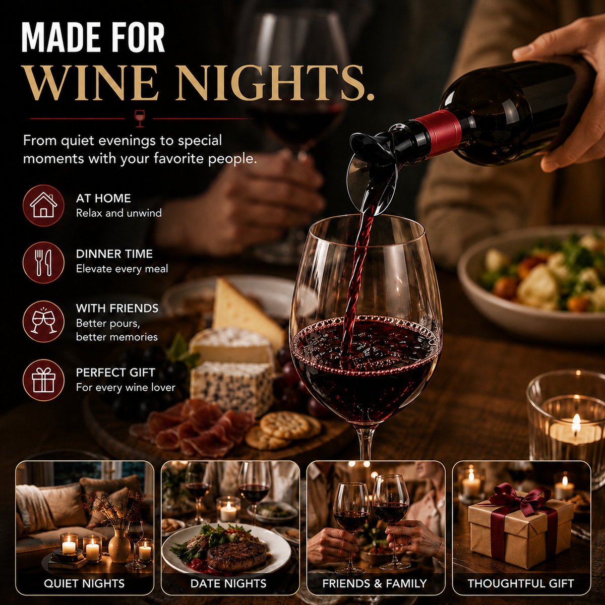 2-in-1 Wine Pourer & Stopper No-Drip Pour & Easy Seal
