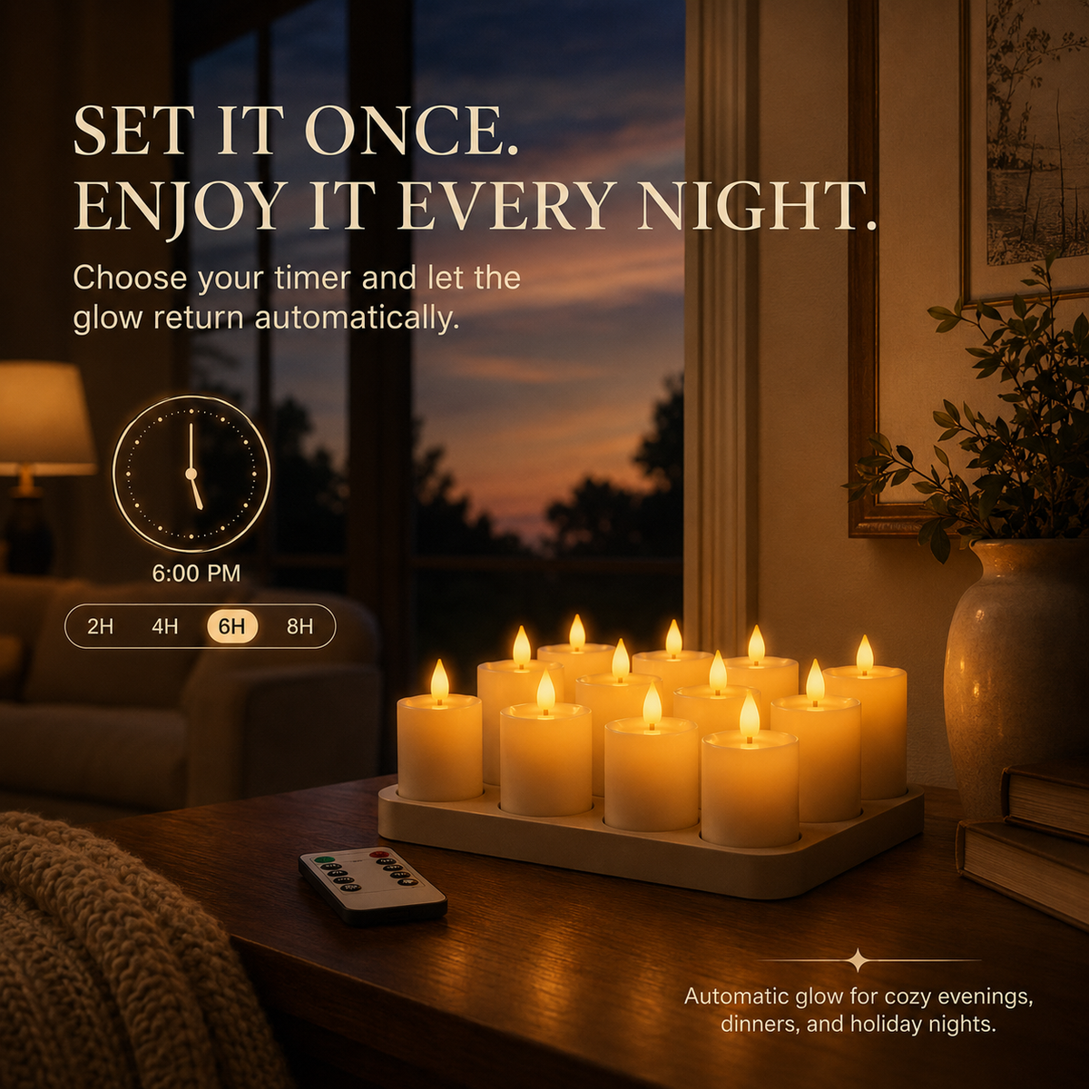 Rechargeable Flameless LED Candles with Remote & Timer Cozy Flickering Glow for Home & Holiday Decor