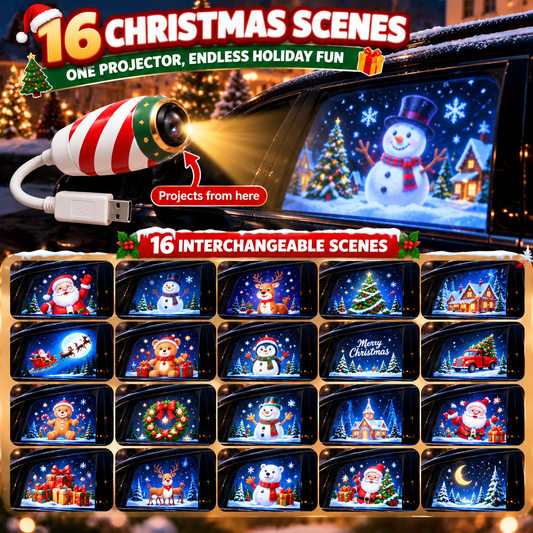 16-Scene Christmas Car Window Projector 1 Projector + 16 Interchangeable Slides