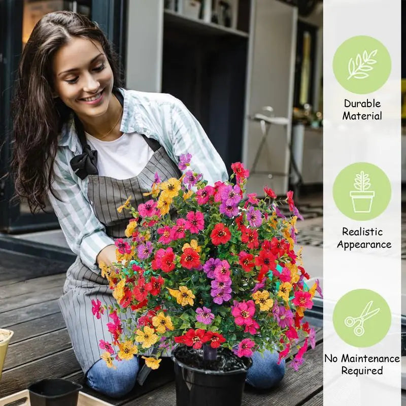 UV Resistant Artificial Flowers Fade-Free & Colorful for Garden, Patio, Home Decor