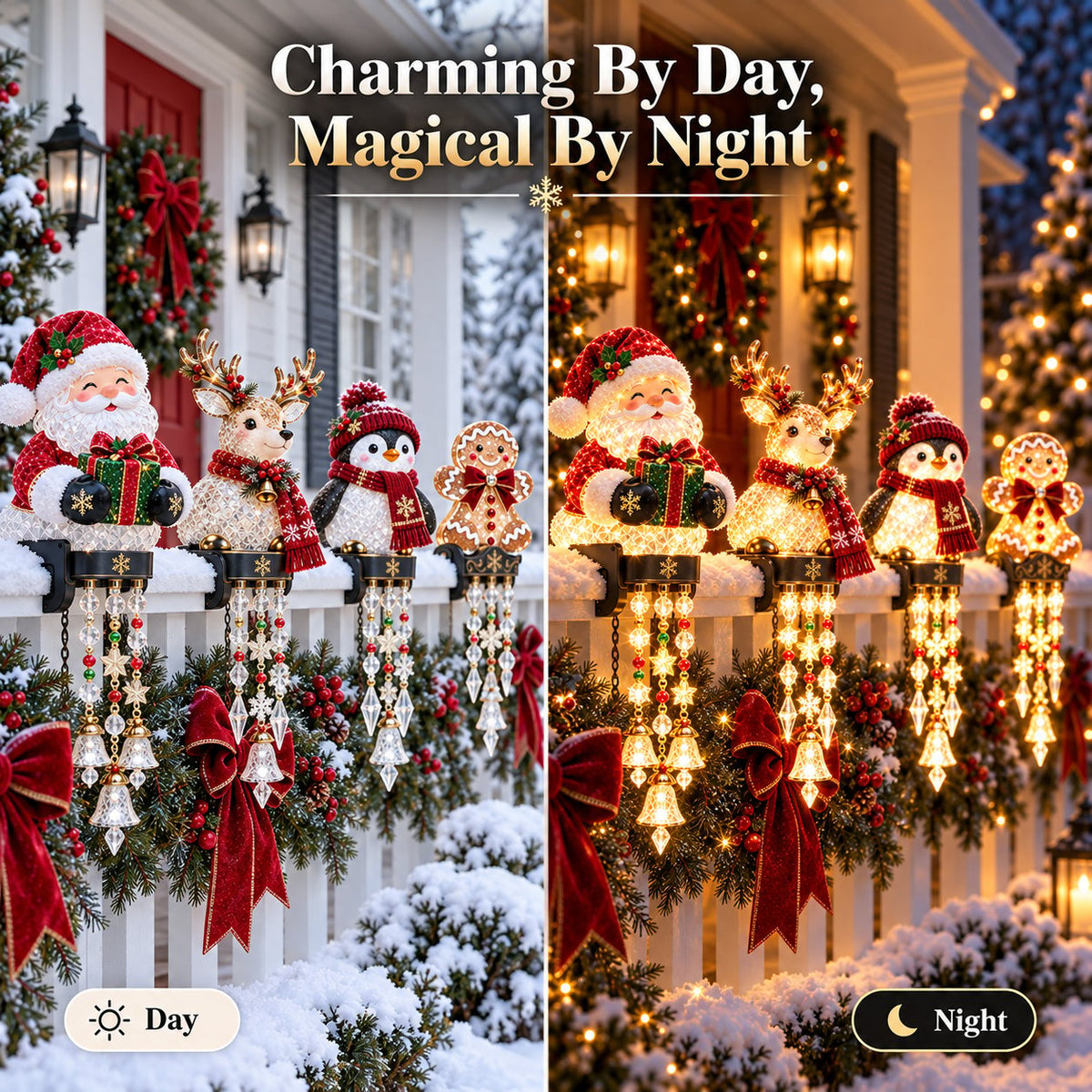 Christmas Porch Railing Lights 4 Festive Character Designs