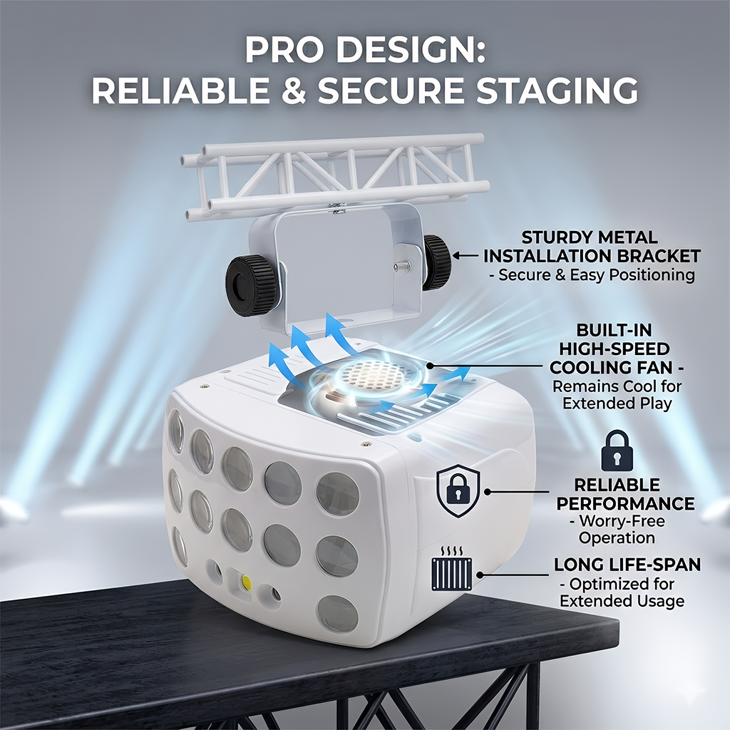 3-in-1 DJ Party Lights RGBW Derby Beam, Sound Activated + Remote