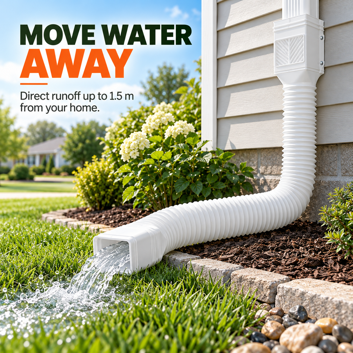 Universal Flexible Gutter Downspout Extension Set (2-Pack) 1.5M Foundation Protection