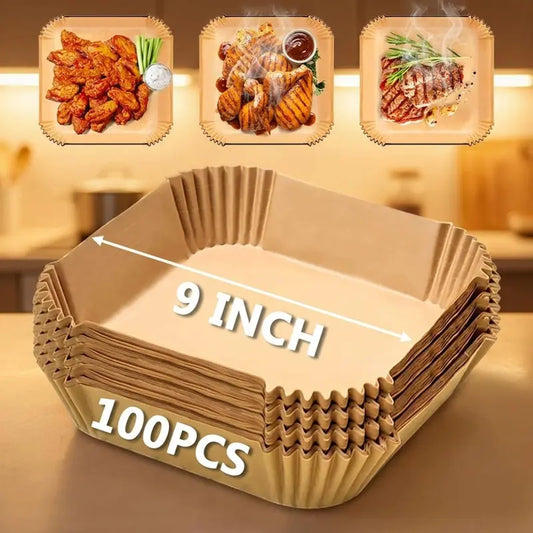 100PCS Disposable Air Fryer Paper Liners Non-Stick, Oil-Proof & Easy Cleanup