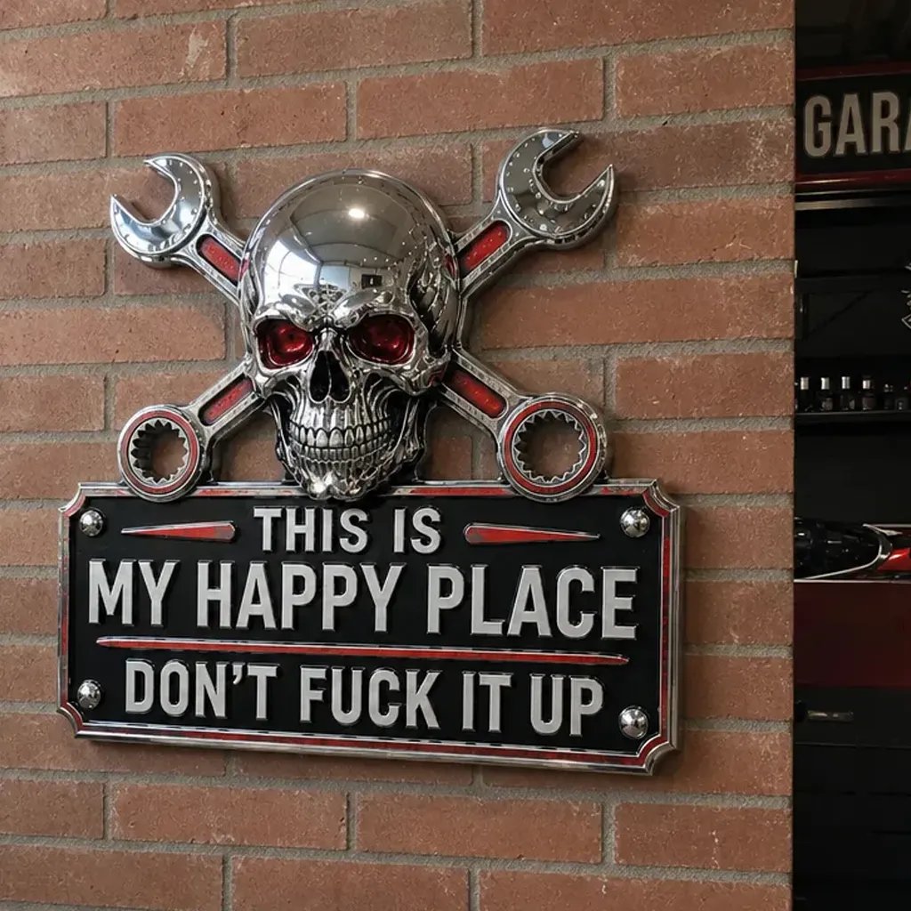 "This Is My Happy Place" Garage Wall Sign