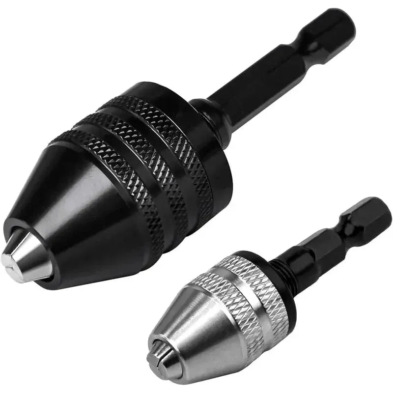 2-Piece Keyless Drill Chuck Adapter Set 1/4 Hex Quick Change (0.3-8mm) for Impact Drivers & Power Tools