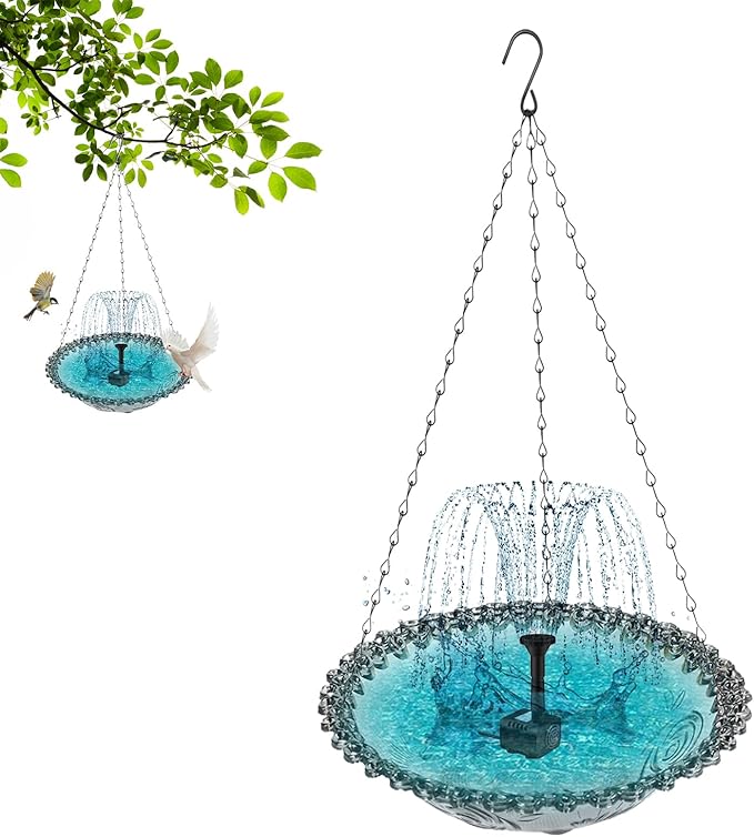Year --Solar Cascade Hanging Bird Bath Fountain
