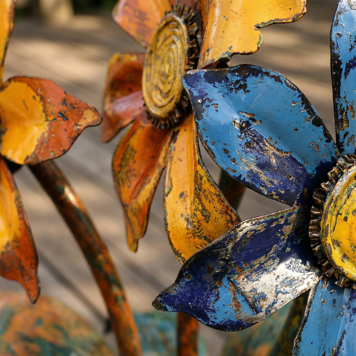 2026 Mother's Day Gifts -- Handcrafted Rustic Metal Flower Garden Stakes