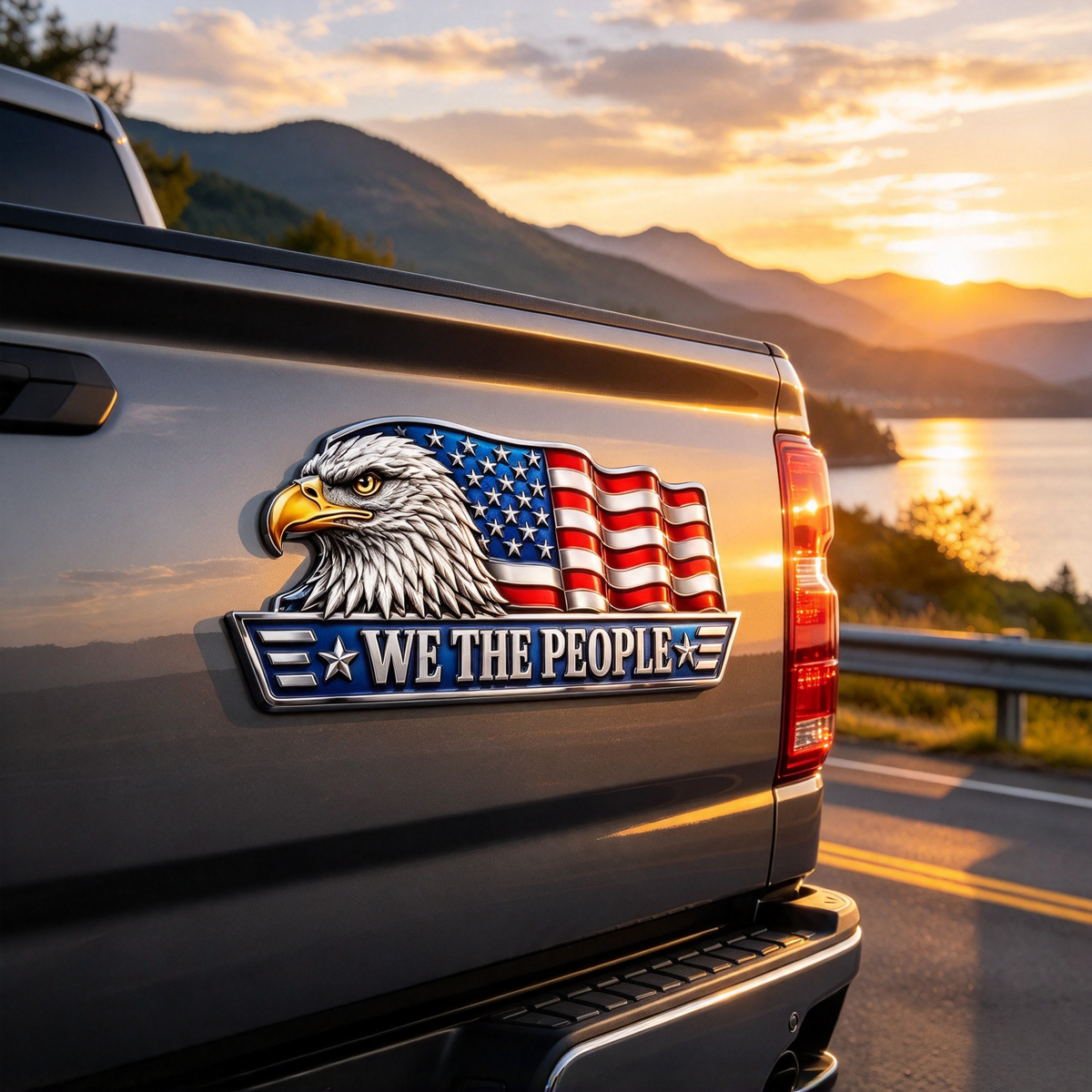 'WE THE PEOPLE' Eagle & Flag Metal Car Emblem | A Statement of American Pride