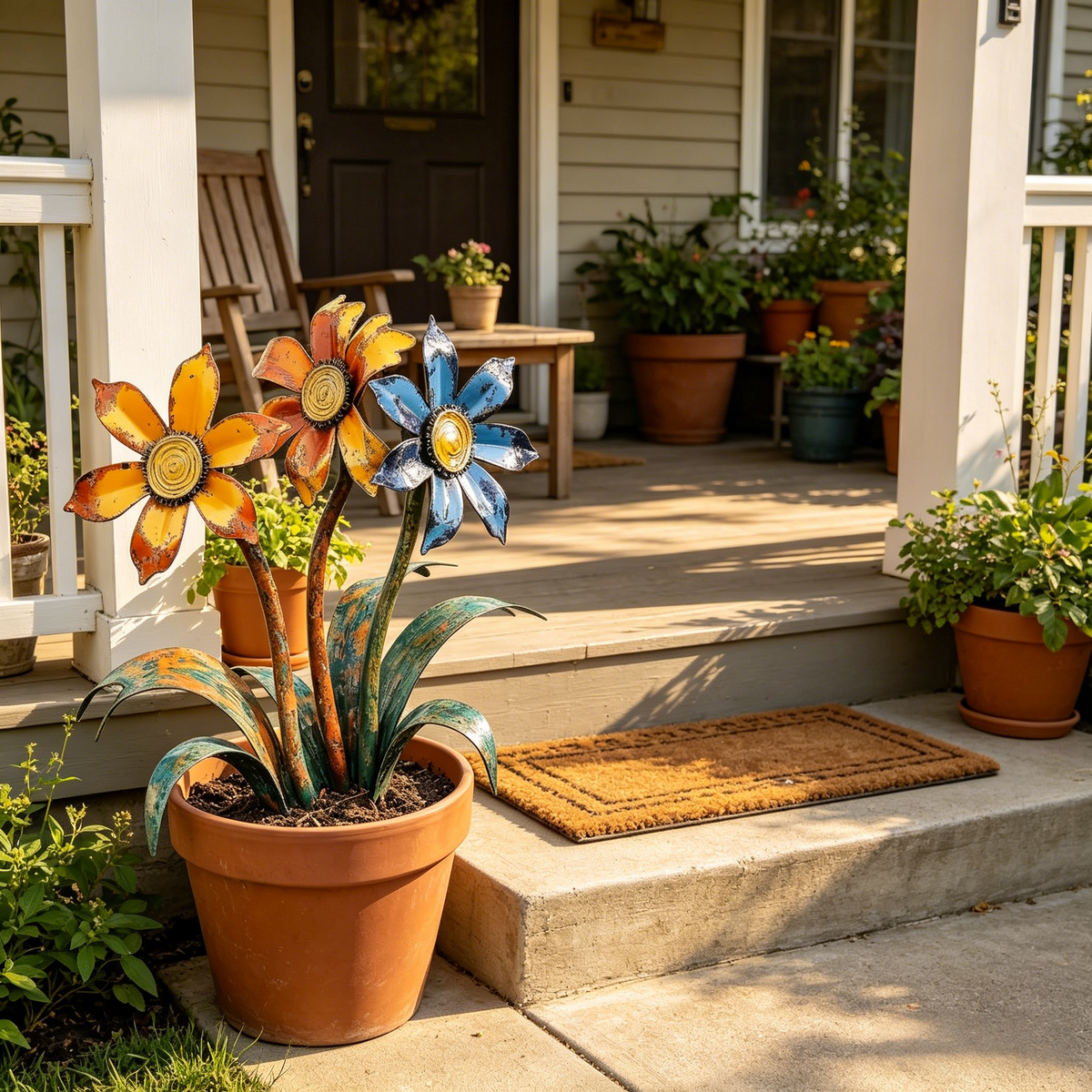 2026 Mother's Day Gifts -- Handcrafted Rustic Metal Flower Garden Stakes