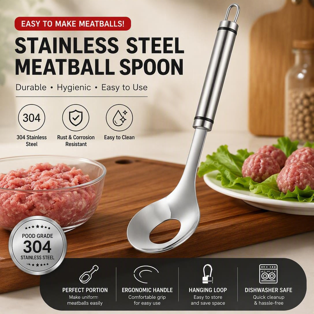 304 Stainless Steel Meatball Scoop Ball Maker Easy Kitchen Tool for Meatballs, Fish Balls & Dough