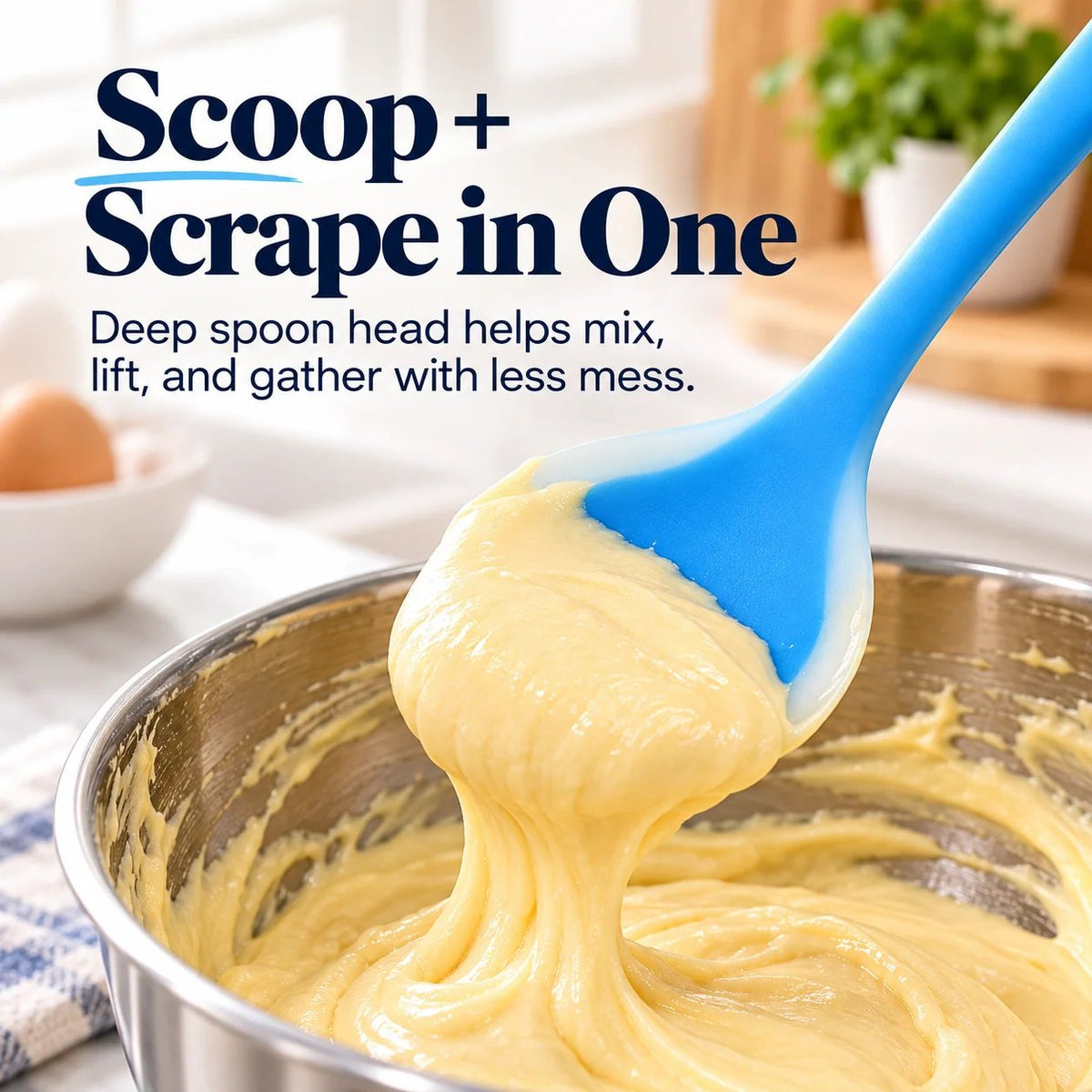2-in-1 Silicone Scraper Spoon Flexible Edge for Easy Scooping