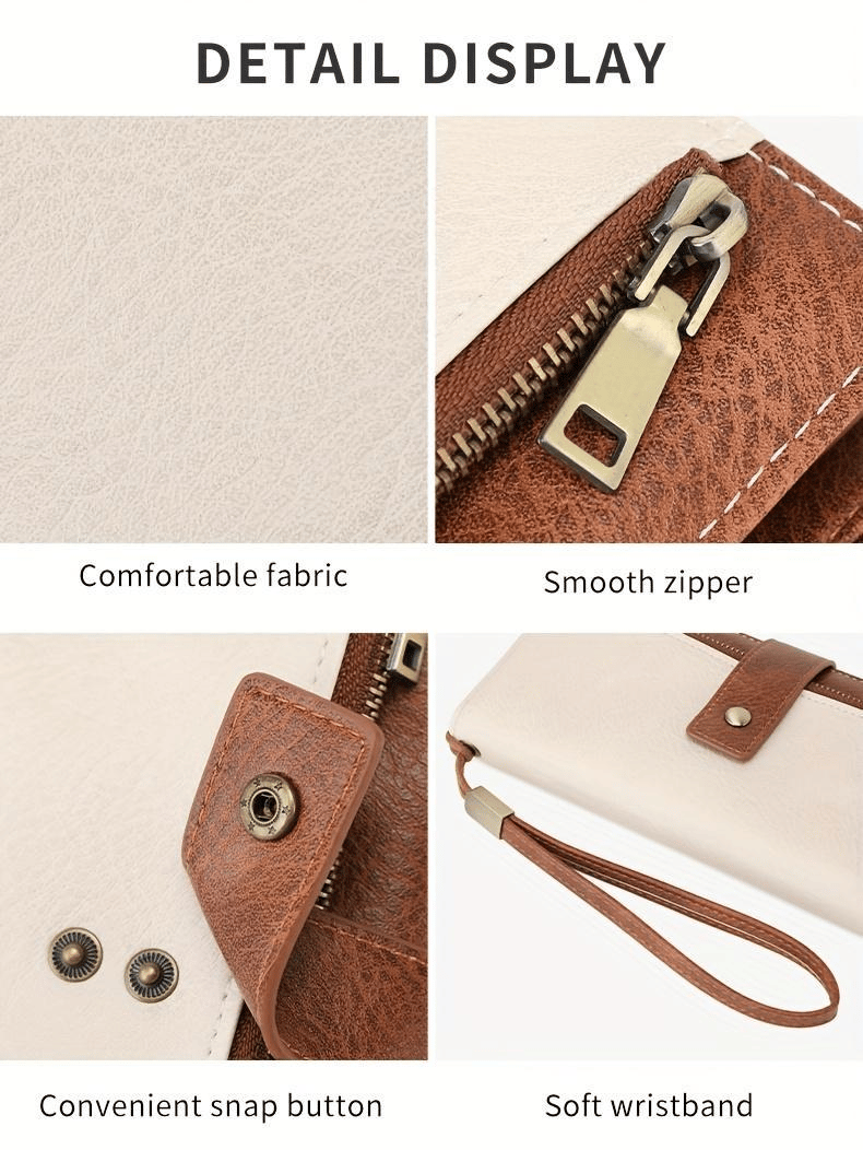 Women's long wallet, stylish clutch, elegant solid color RFID blocking leather wallet!