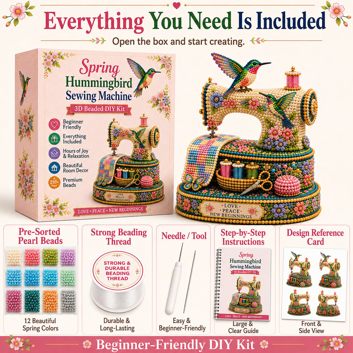 Spring Hummingbird Sewing Machine 3D Spring Limited Keepsake Edition
