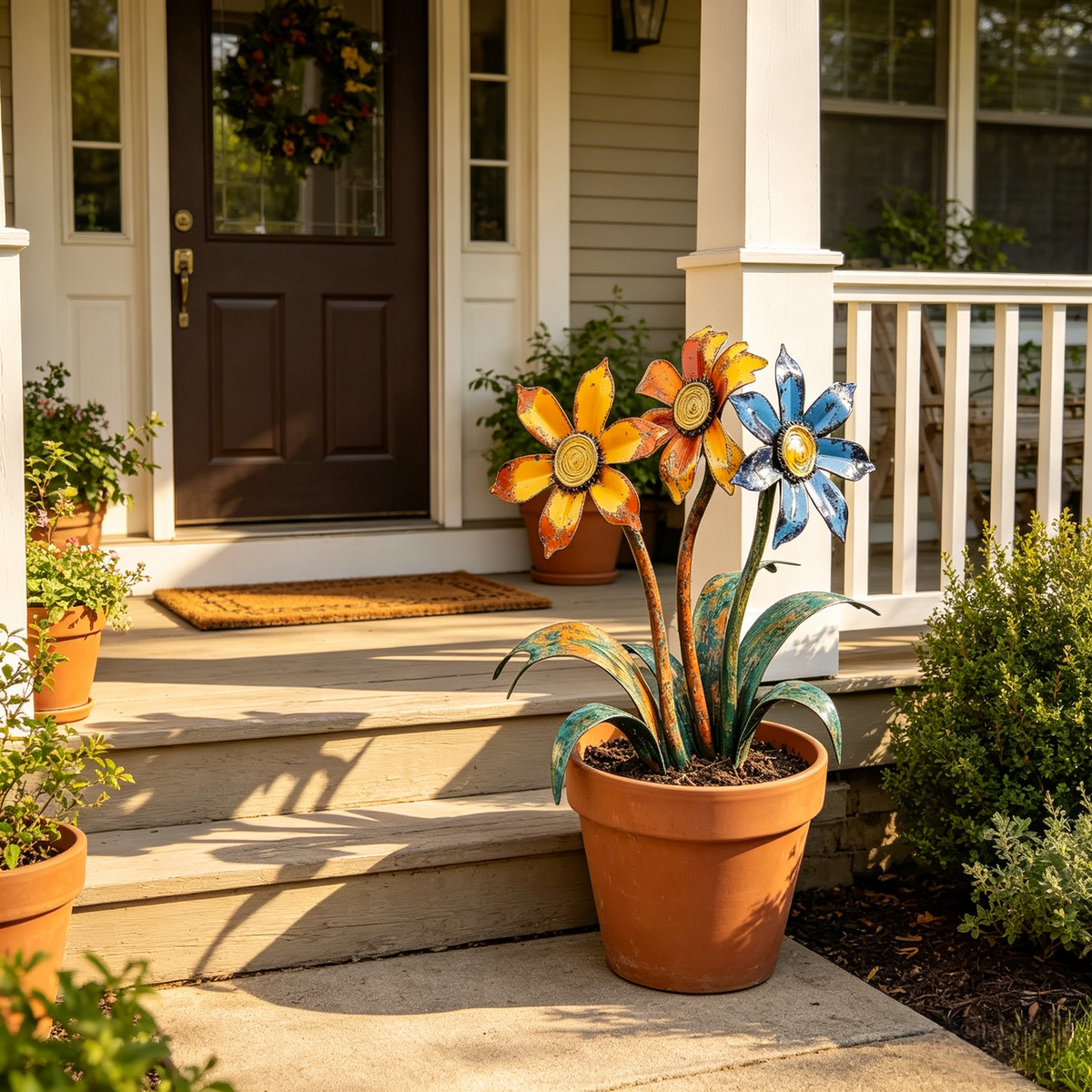 2026 Mother's Day Gifts -- Handcrafted Rustic Metal Flower Garden Stakes