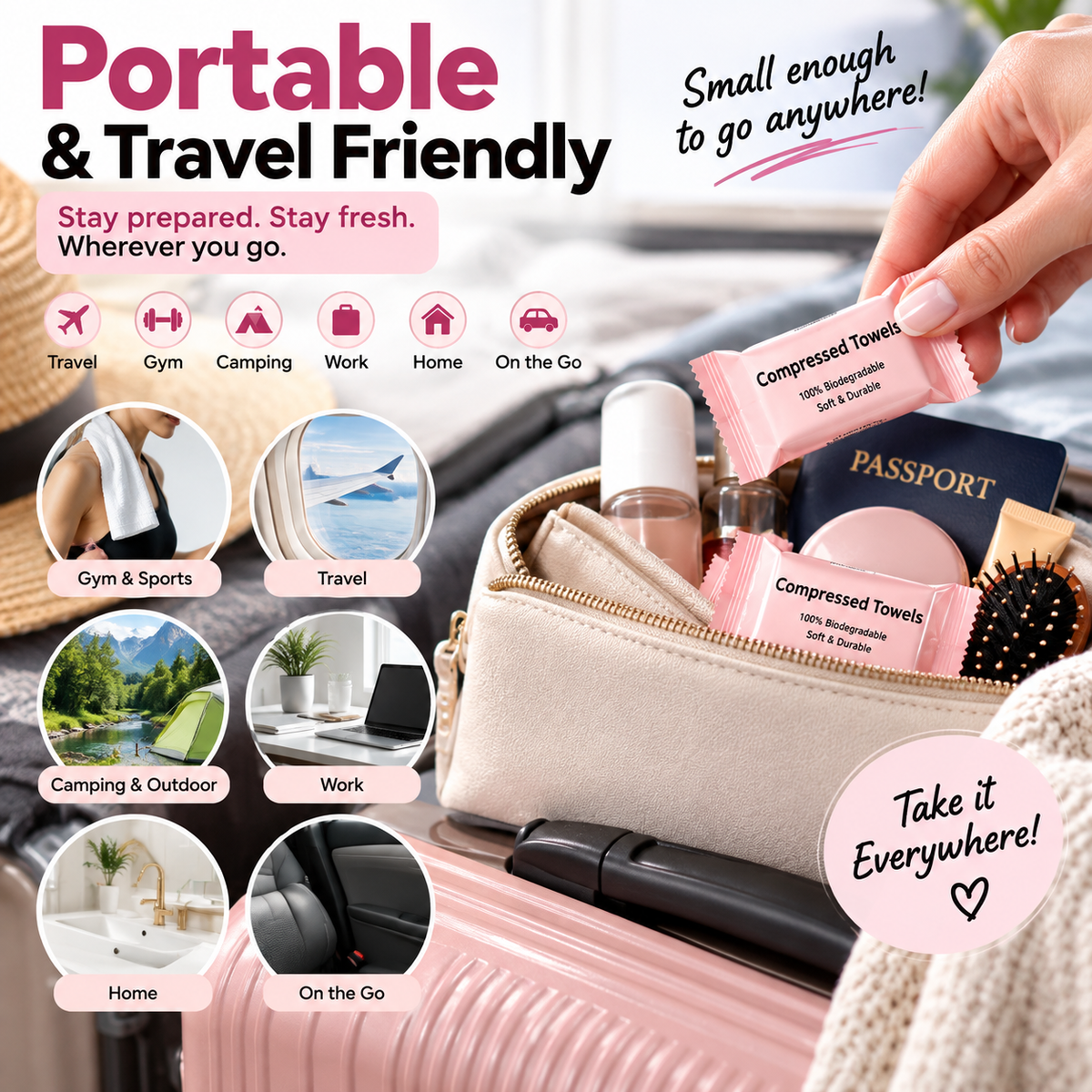 30-Pack Disposable Compressed Towels Soft, Absorbent & Travel-Friendly