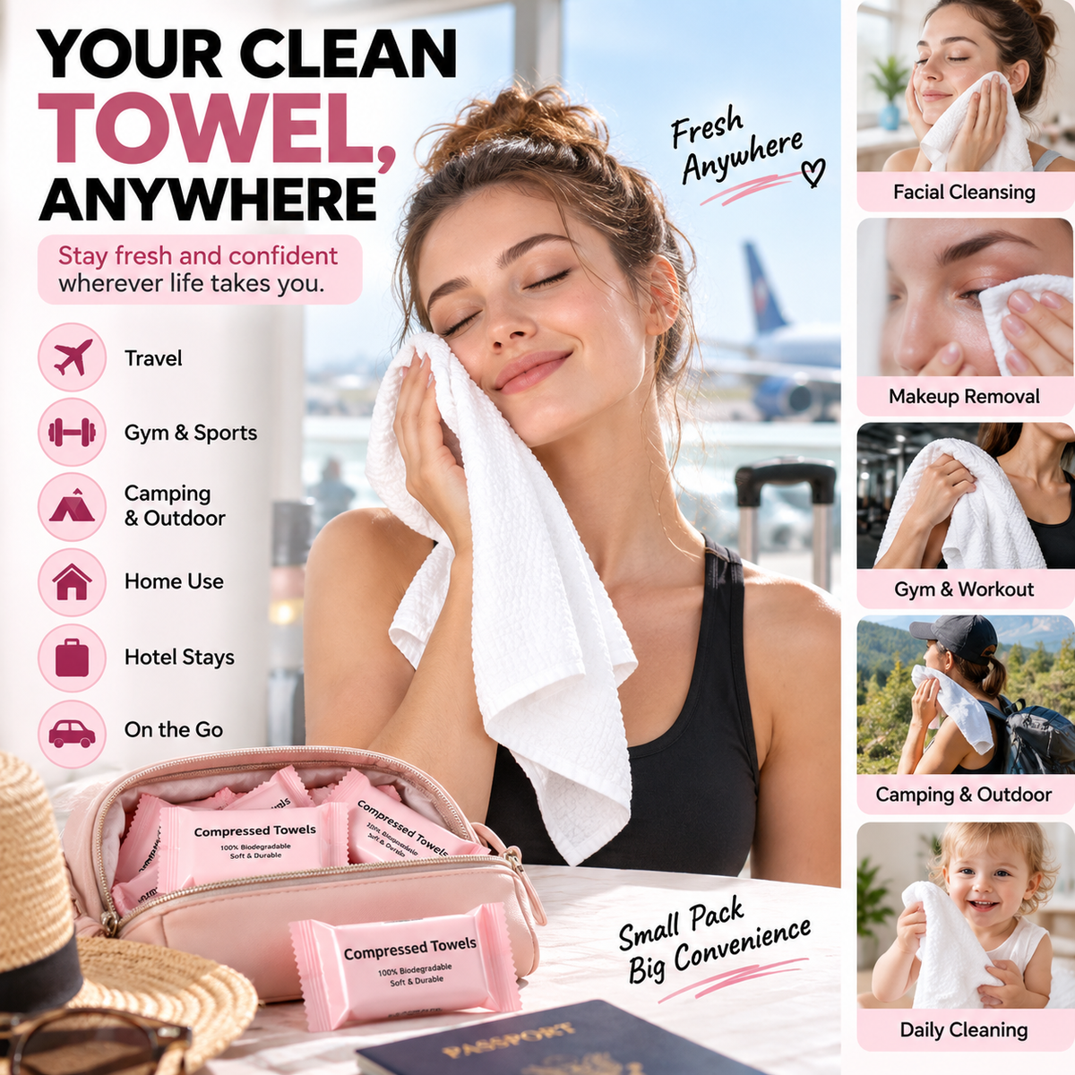 30-Pack Disposable Compressed Towels Soft, Absorbent & Travel-Friendly
