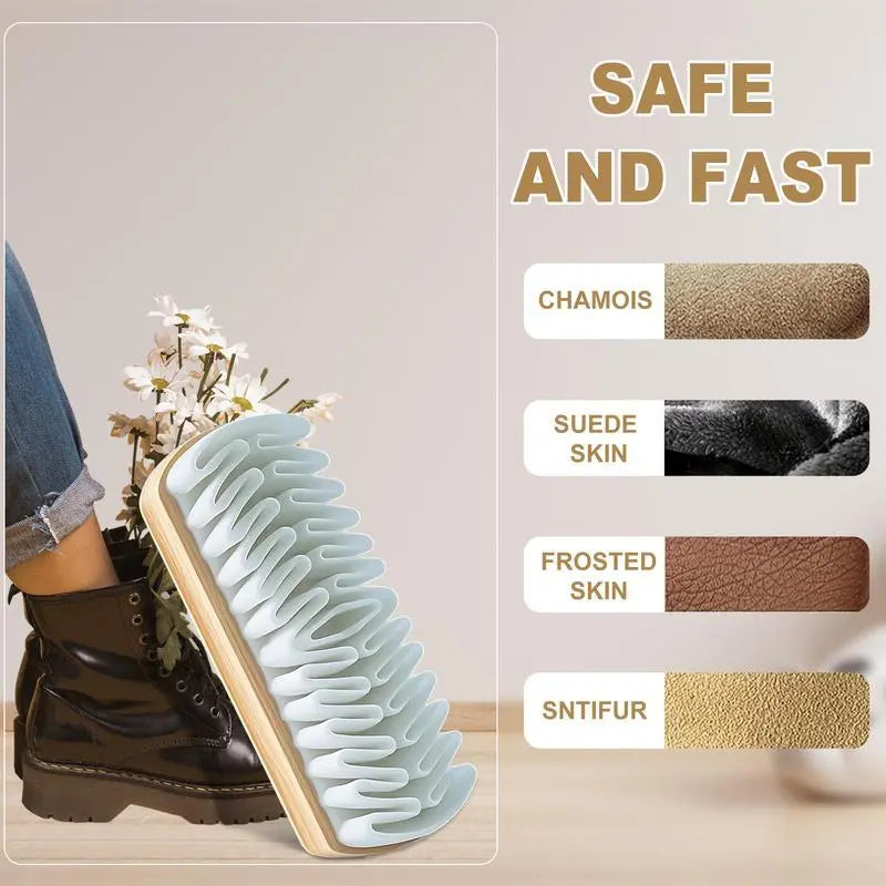 2-in-1 Suede Shoe Brush TPR Crepe Bristles for Nubuck, Boots, Jackets & Leather Care