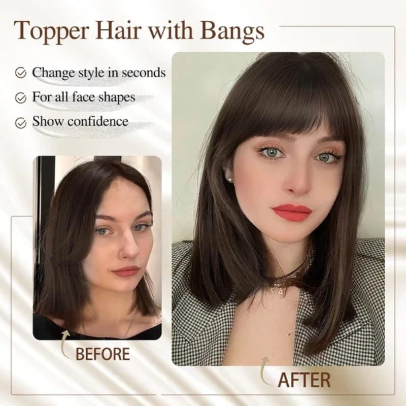 Superior Quality-Natural Hair Toppers With Bangs For Women