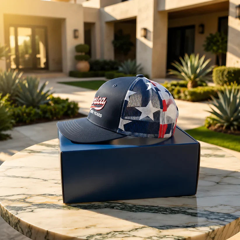Merica 250 Years Embroidered Mesh Back Trucker Hat
