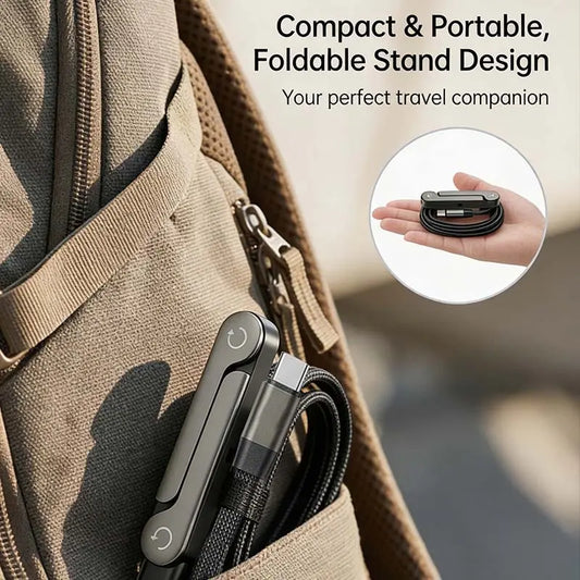 240W Fast Charging Cable with Foldable Phone Stand
