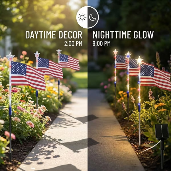 250th Independence Celebration: 8 Solar American Flag Pathway Lights