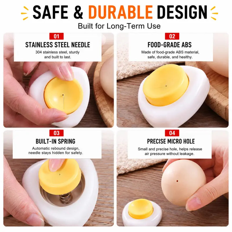2-Pack Egg Piercer One-Press Stainless Steel Egg Pricker for Perfect Hard-Boiled Eggs