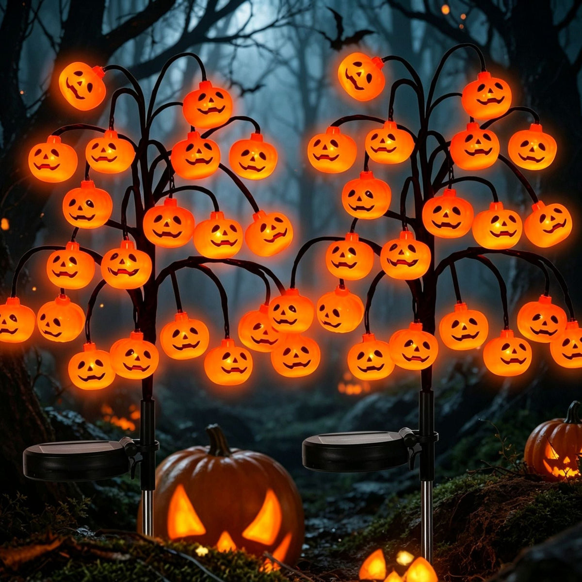 Pumpkin Solar Stake Lights Halloween Outdoor Yard Decor