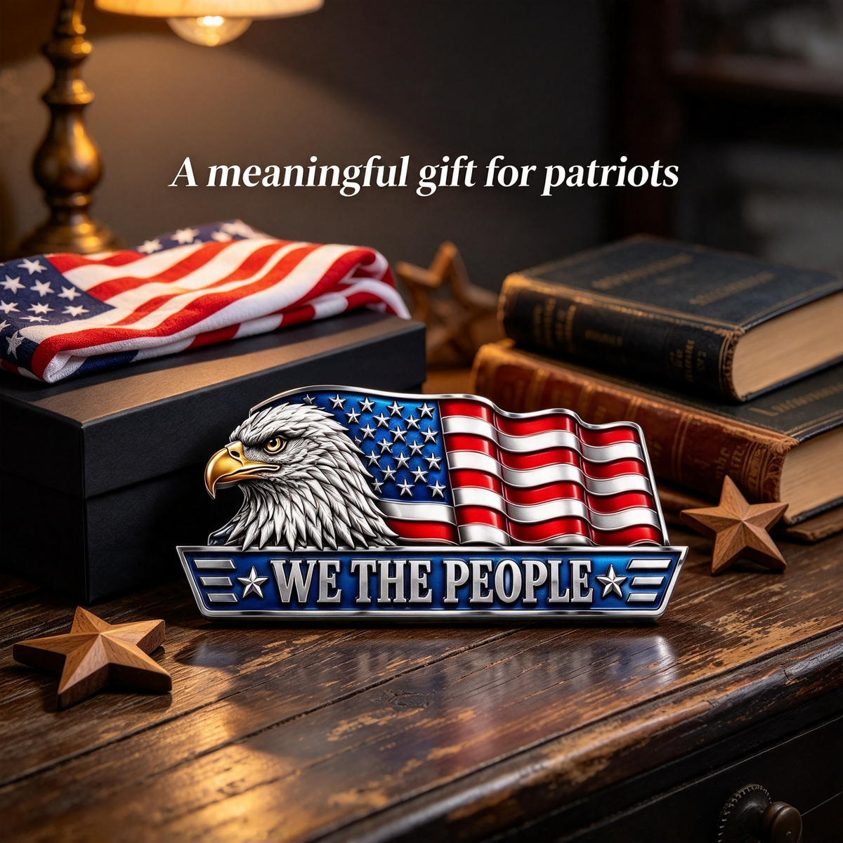 'WE THE PEOPLE' Eagle & Flag Metal Car Emblem | A Statement of American Pride