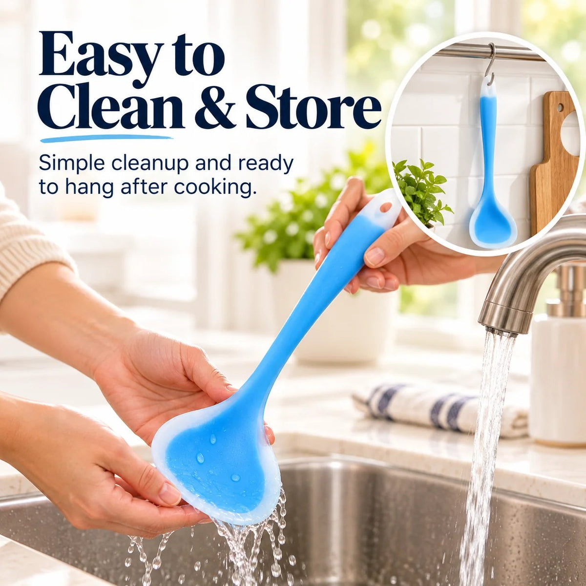 2-in-1 Silicone Scraper Spoon Flexible Edge for Easy Scooping