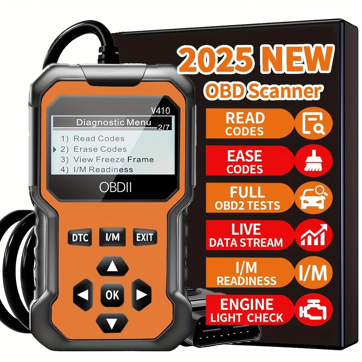 2025 Newest Enhanced Universal OBDII Scanner V410 Car Engine Fault Code Reader Diagnostic Tool