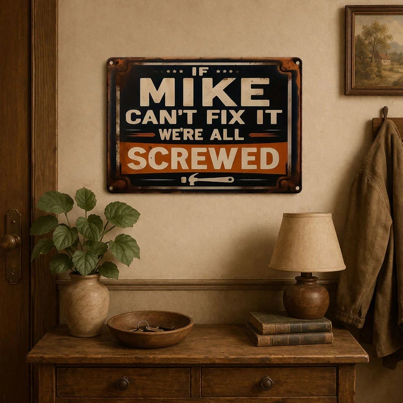 "If Mike Can't Fix It, We're All Screwed" Metal Sign