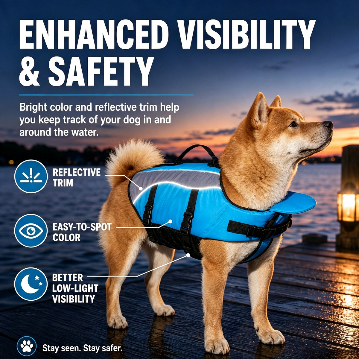 Premium Dog Life Jacket Maximum Buoyancy, High-Vis Reflective Trim & Top Rescue Grab Handle (XS XL)